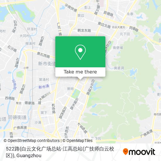 522路(白云文化广场总站-江高总站(广技师白云校区)) map