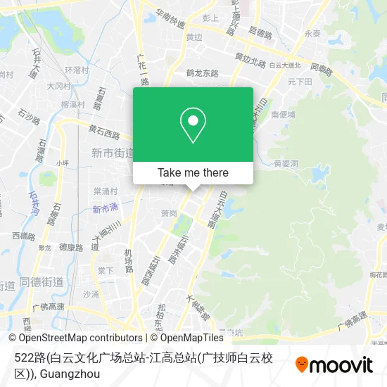 522路(白云文化广场总站-江高总站(广技师白云校区)) map