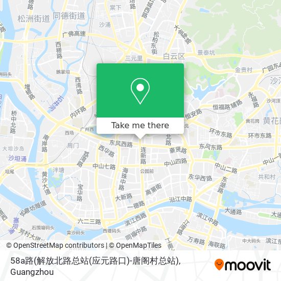58a路(解放北路总站(应元路口)-唐阁村总站) map