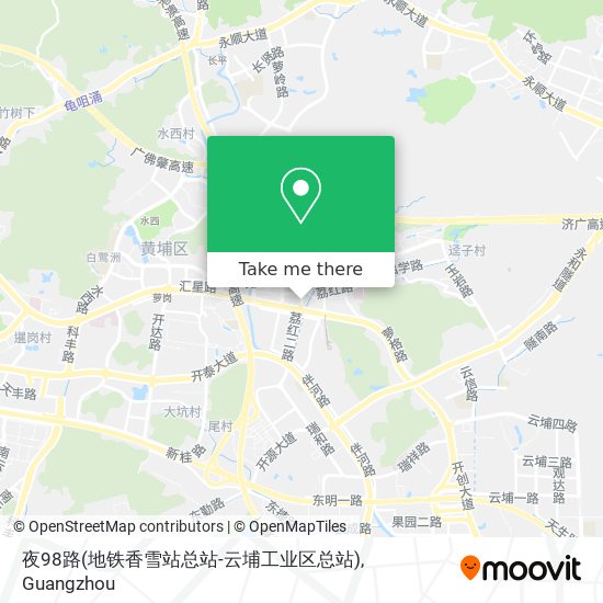 夜98路(地铁香雪站总站-云埔工业区总站) map