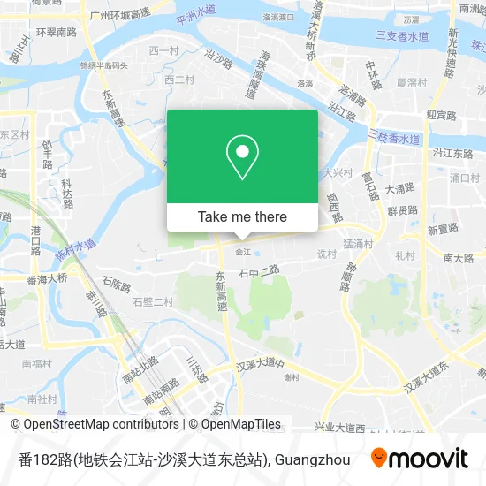 番182路(地铁会江站-沙溪大道东总站) map