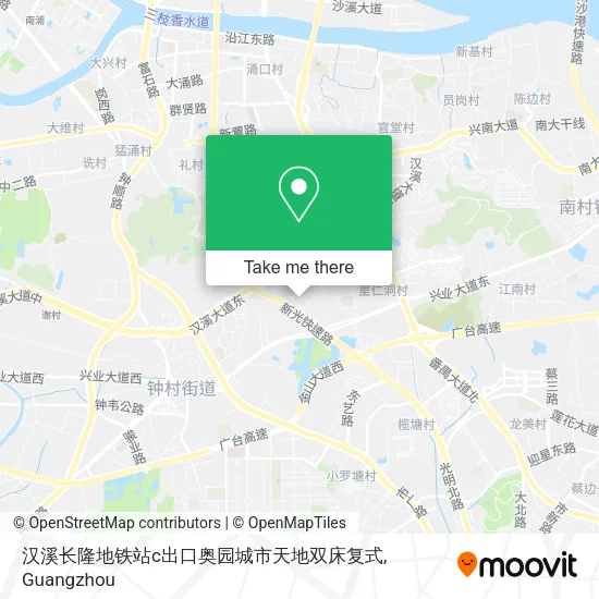 汉溪长隆地铁站c出口奥园城市天地双床复式 map