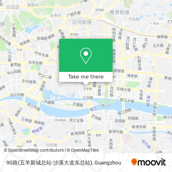 90路(五羊新城总站-沙溪大道东总站) map