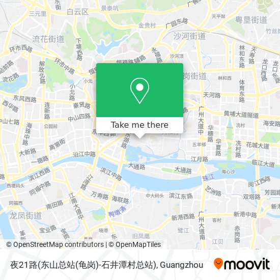 夜21路(东山总站(龟岗)-石井潭村总站) map