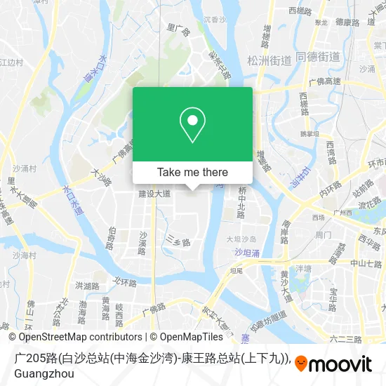 广205路(白沙总站(中海金沙湾)-康王路总站(上下九)) map