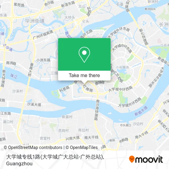 大学城专线1路(大学城广大总站-广外总站) map