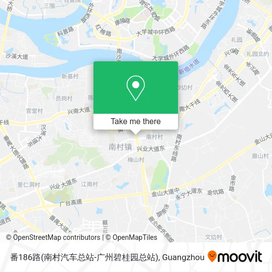 番186路(南村汽车总站-广州碧桂园总站) map