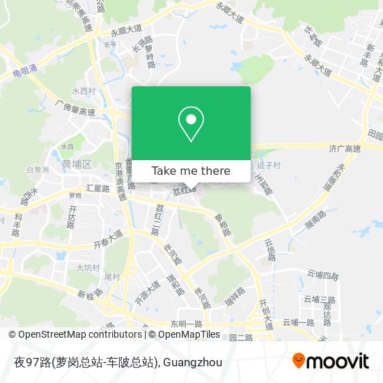 夜97路(萝岗总站-车陂总站) map