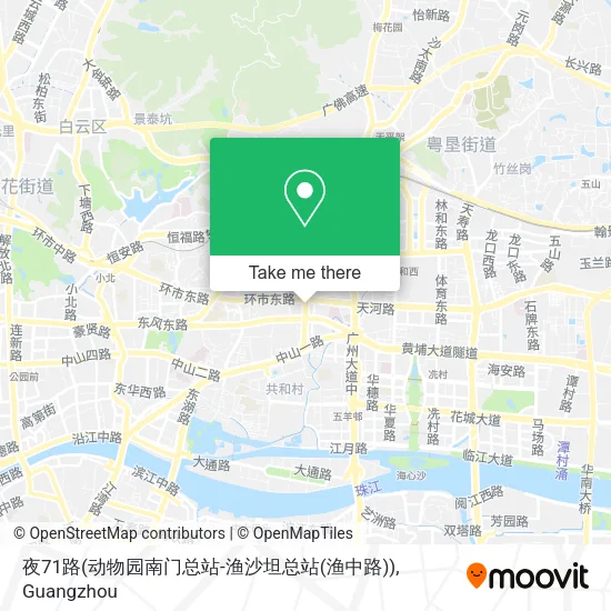 夜71路(动物园南门总站-渔沙坦总站(渔中路)) map