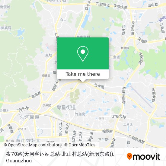 夜70路(天河客运站总站-北山村总站(新滘东路)) map