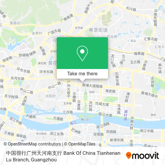 中国很行广州天河南支行 Bank Of China Tianhenan Lu Branch map