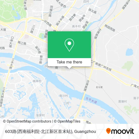 603路(西南福利院-北江新区首末站) map