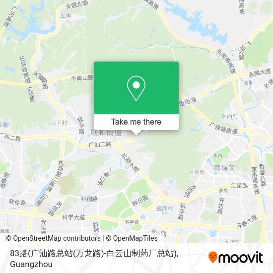83路(广汕路总站(万龙路)-白云山制药厂总站) map