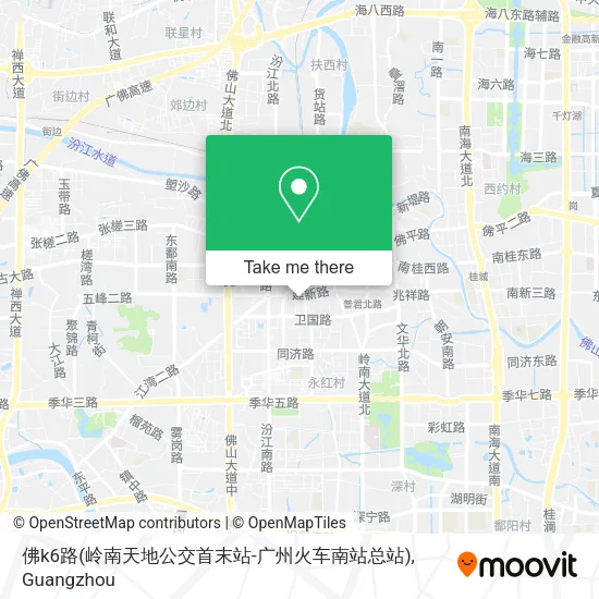 佛k6路(岭南天地公交首末站-广州火车南站总站) map