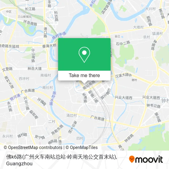 佛k6路(广州火车南站总站-岭南天地公交首末站) map