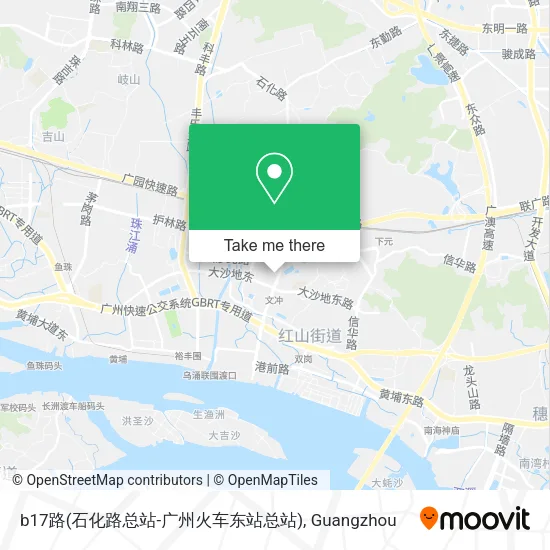 b17路(石化路总站-广州火车东站总站) map