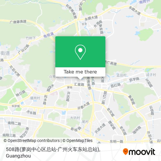 508路(萝岗中心区总站-广州火车东站总站) map