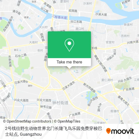 2号线往野生动物世界北门长隆飞鸟乐园免费穿梭巴士站点 map