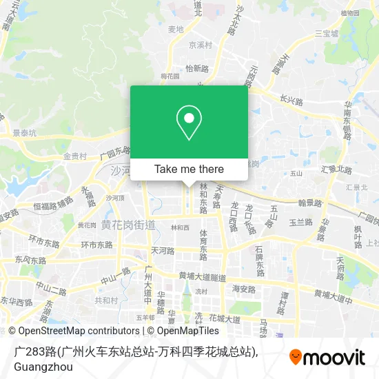 广283路(广州火车东站总站-万科四季花城总站) map