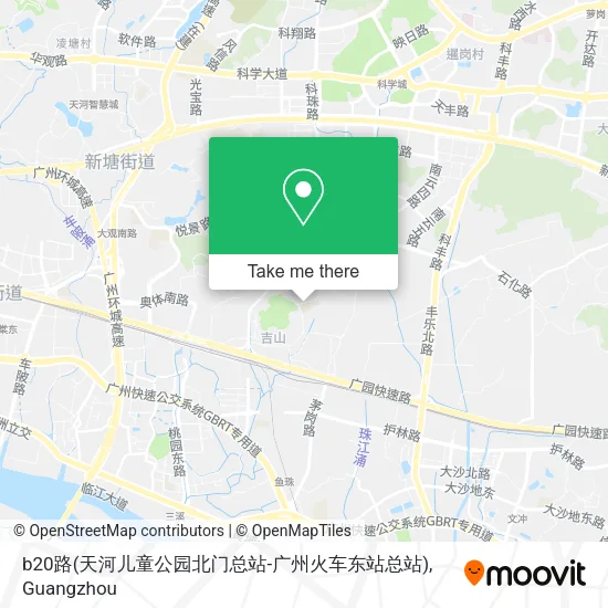 b20路(天河儿童公园北门总站-广州火车东站总站) map