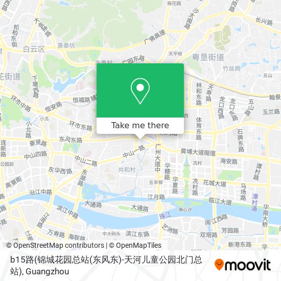 b15路(锦城花园总站(东风东)-天河儿童公园北门总站) map