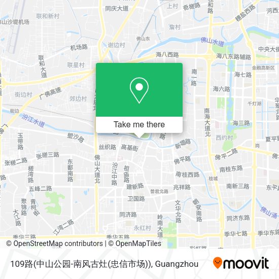 109路(中山公园-南风古灶(忠信市场)) map