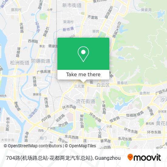 704路(机场路总站-花都两龙汽车总站) map