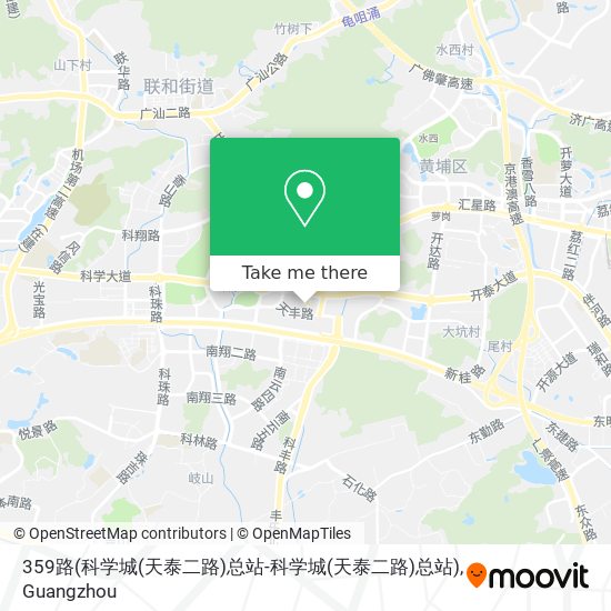 359路(科学城(天泰二路)总站-科学城(天泰二路)总站) map