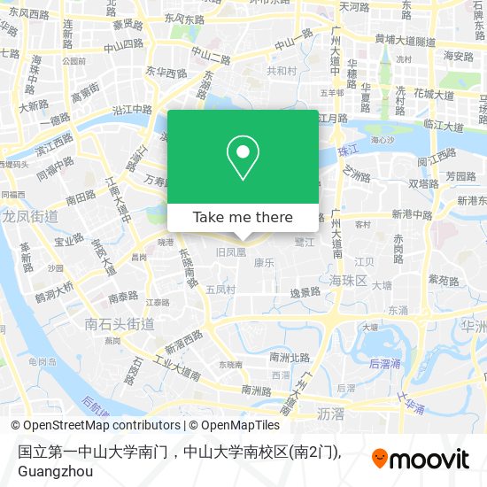 国立第一中山大学南门，中山大学南校区(南2门) map