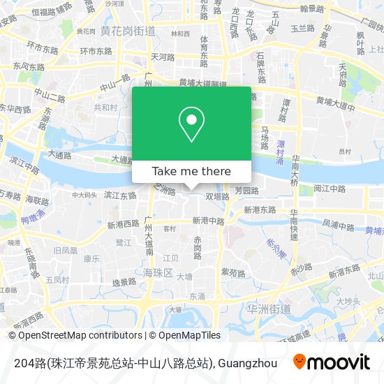 204路(珠江帝景苑总站-中山八路总站) map