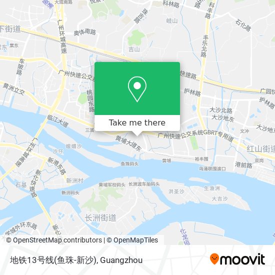 地铁13号线(鱼珠-新沙) map