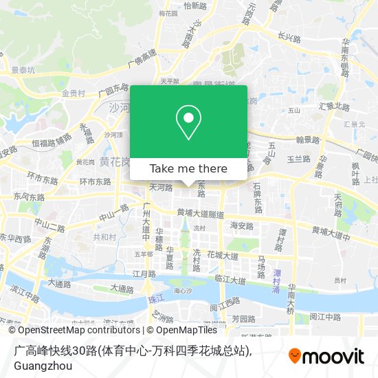 广高峰快线30路(体育中心-万科四季花城总站) map