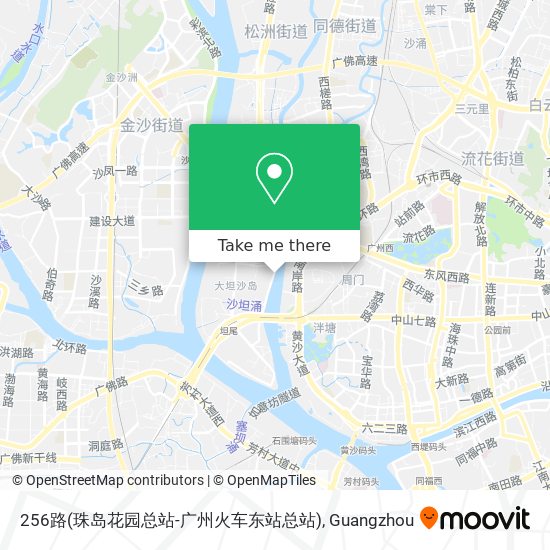 256路(珠岛花园总站-广州火车东站总站) map