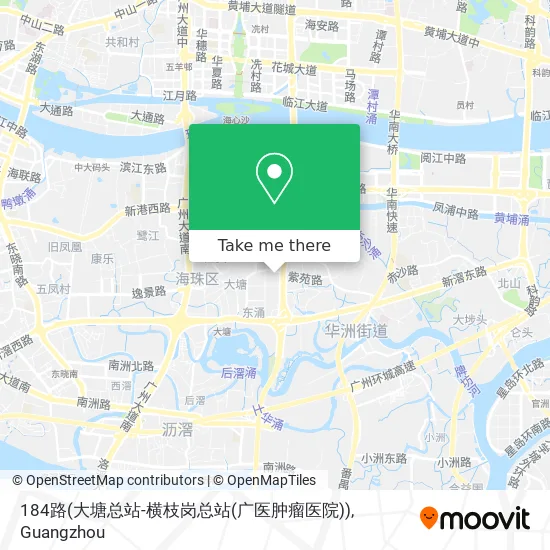 184路(大塘总站-横枝岗总站(广医肿瘤医院)) map