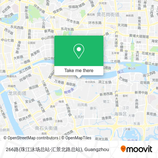 266路(珠江泳场总站-汇景北路总站) map