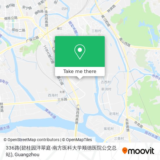 336路(碧桂园泮翠庭-南方医科大学顺德医院公交总站) map