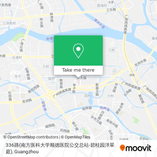 336路(南方医科大学顺德医院公交总站-碧桂园泮翠庭) map