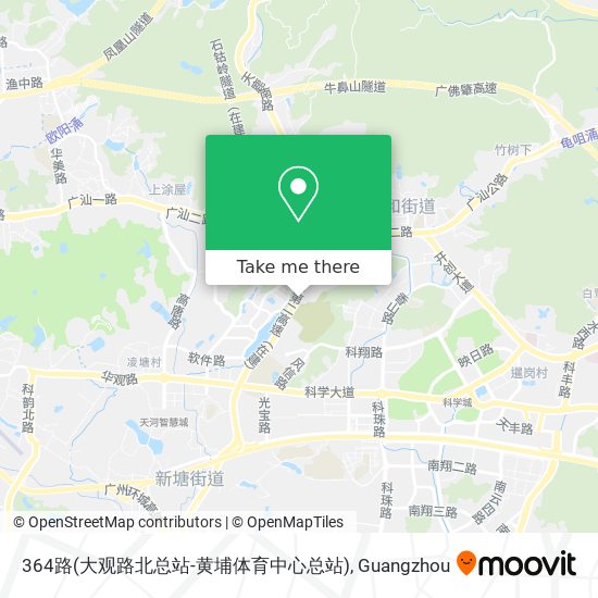 364路(大观路北总站-黄埔体育中心总站) map
