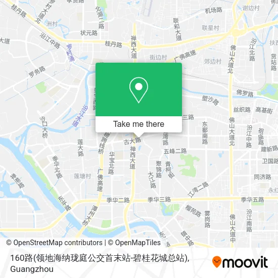 160路(领地海纳珑庭公交首末站-碧桂花城总站) map