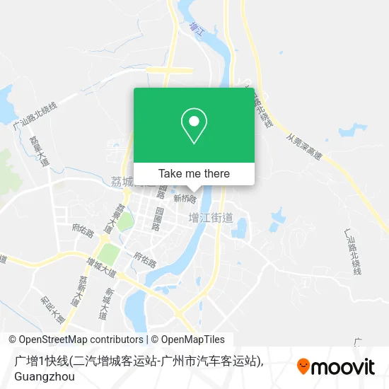 广增1快线(二汽增城客运站-广州市汽车客运站) map