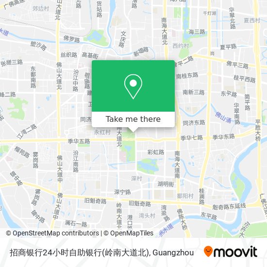 招商银行24小时自助银行(岭南大道北) map