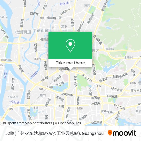 52路(广州火车站总站-东沙工业园总站) map