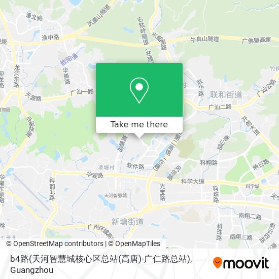 b4路(天河智慧城核心区总站(高唐)-广仁路总站) map