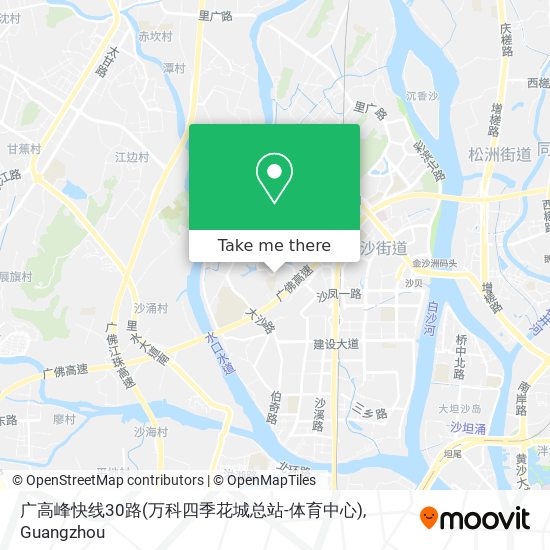 广高峰快线30路(万科四季花城总站-体育中心) map