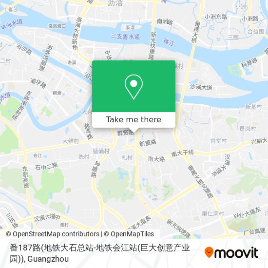 番187路(地铁大石总站-地铁会江站(巨大创意产业园)) map
