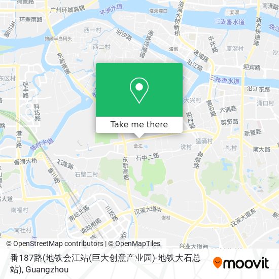 番187路(地铁会江站(巨大创意产业园)-地铁大石总站) map