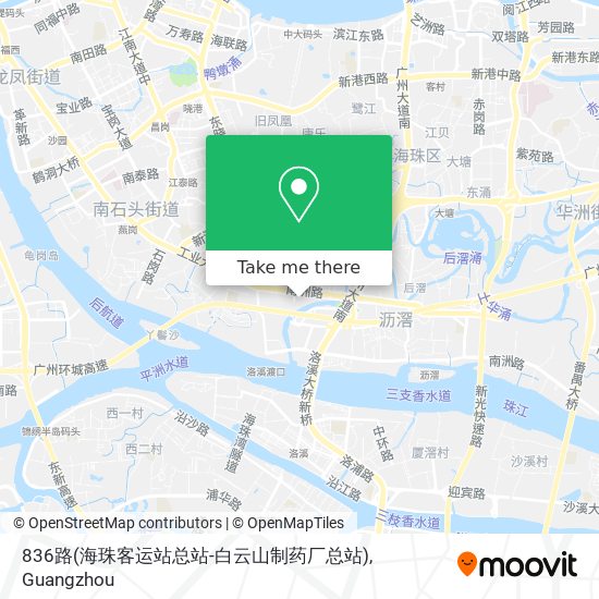 836路(海珠客运站总站-白云山制药厂总站) map