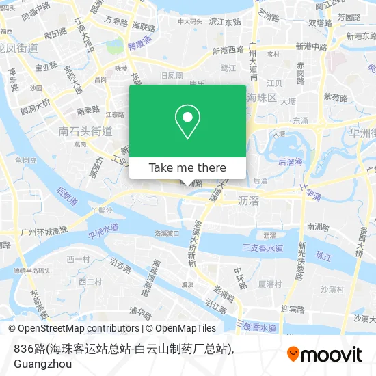 836路(海珠客运站总站-白云山制药厂总站) map