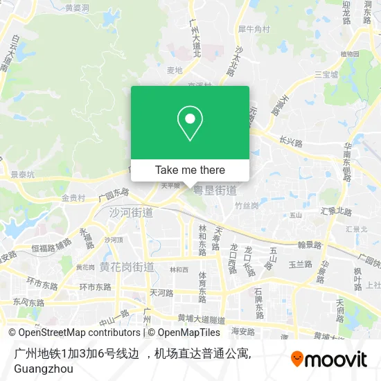 广州地铁1加3加6号线边 ，机场直达普通公寓 map