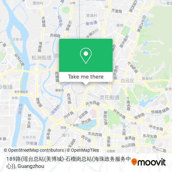 189路(瑶台总站(美博城)-石榴岗总站(海珠政务服务中心)) map